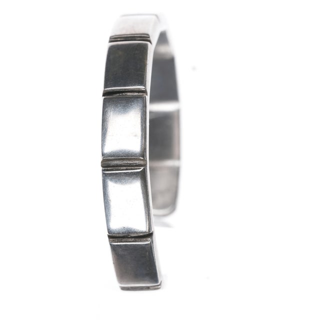 6.75" Christin Wolf thick handmade southwestern sterling cuff bracelet For Sale - Image 4 of 9