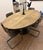 1990s Reclaimed Solid Wood Oval Table With Iron Base From Restoration Hardware Retired Collection For Sale - Image 5 of 5