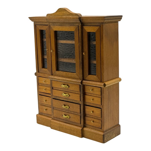 Vintage Shackman Dollhouse Miniature Wooden Hutch Cabinet, 1:12 Scale For Sale