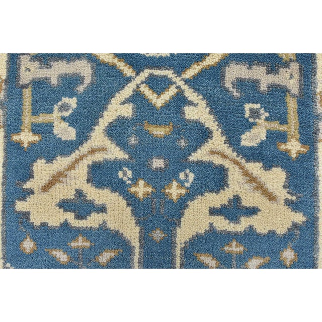 Oushak Runner 2’7” X 10′ Blue Wool Tribal Hand-Knotted Oriental Rug For Sale - Image 9 of 13