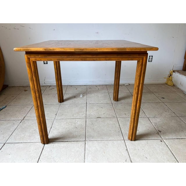 Late 20th Century Vintage Regency Style Tortoise Bamboo Square Side Table For Sale - Image 12 of 12