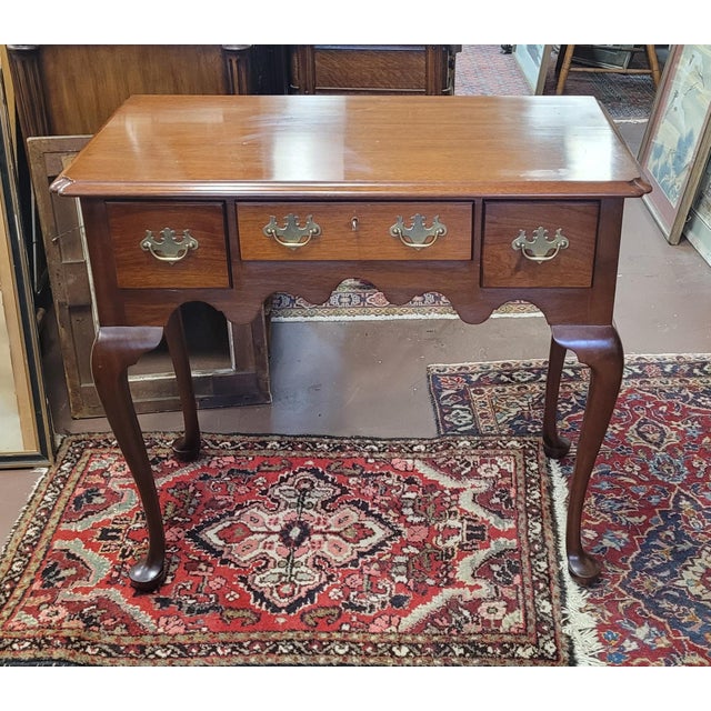 Queen Anne Vintage Lowboy Table Signed For Sale - Image 10 of 14