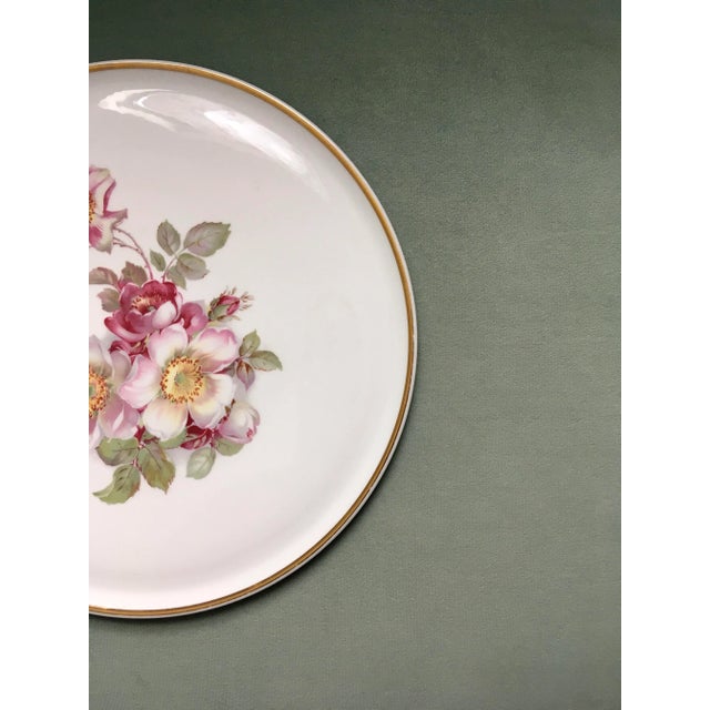 Shabby Chic Vintage Schumann Arzberg Wild Rose Gold Trimmed Platter For Sale - Image 3 of 11