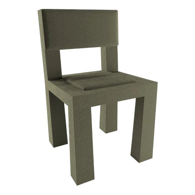 Modern Raw Chair in Olive Bouclé from Collector For Sale