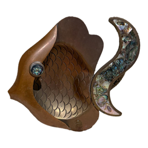1990s Style of Los Castillo Mixed Metal Stone Fish Dish