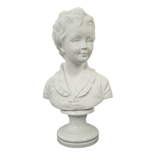 White Bust of a Boy in Limoges Porcelain For Sale