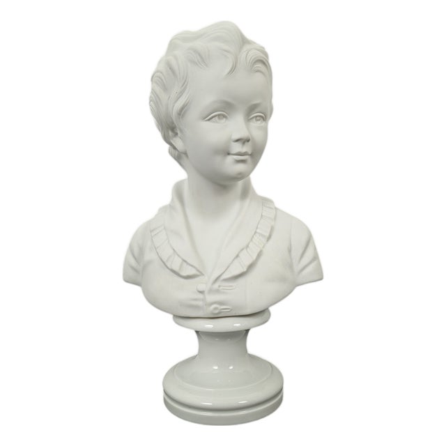 White Bust of a Boy in Limoges Porcelain For Sale