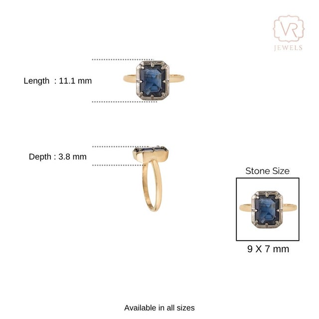 2.28 Carat Sapphire Georgian Style Black Rodium Solitaire Ring Size 5 in 18k Solid Gold For Sale - Image 9 of 16