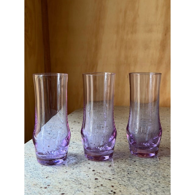 Mid-Century Neodymium Alexandrite Glass Highball Tumblers Set of 6, 1970, Set of 6 For Sale - Image 11 of 13