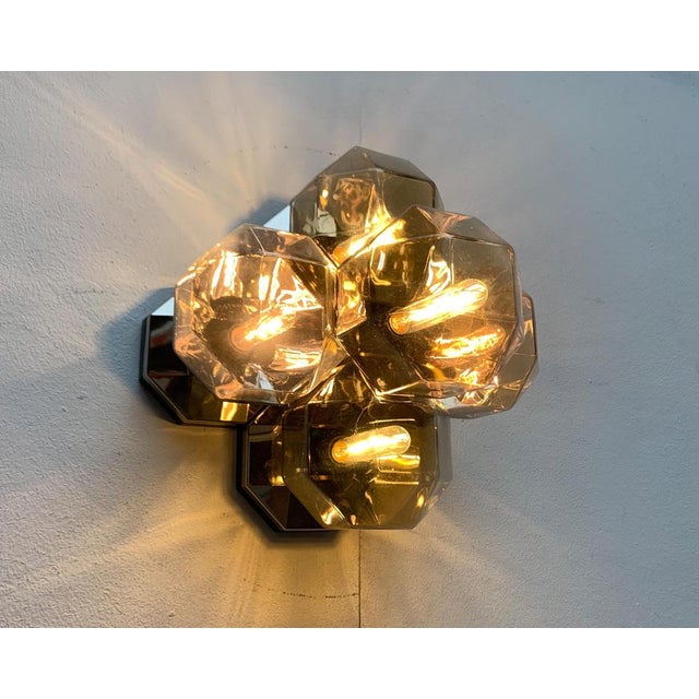 Vintage German Space Age Chrome & Glass Wall or Ceiling Lamp by Motoko Ishii for Staff, 1970s For Sale - Image 6 of 18