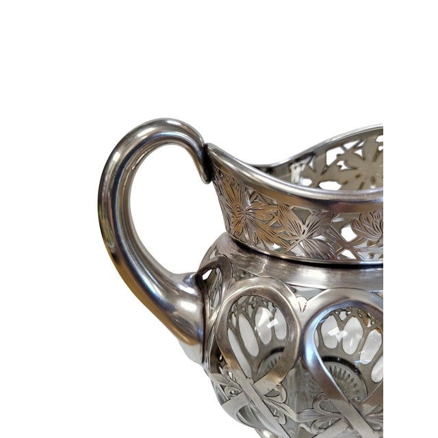 Art Nouveau Silver-Mounted Glass Cream Pitcher, Circa 1890–1910 For Sale - Image 12 of 14