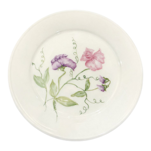 Vintage Hand-Painted Sweet Pea Porcelain Dish – Floral Cabinet Plate