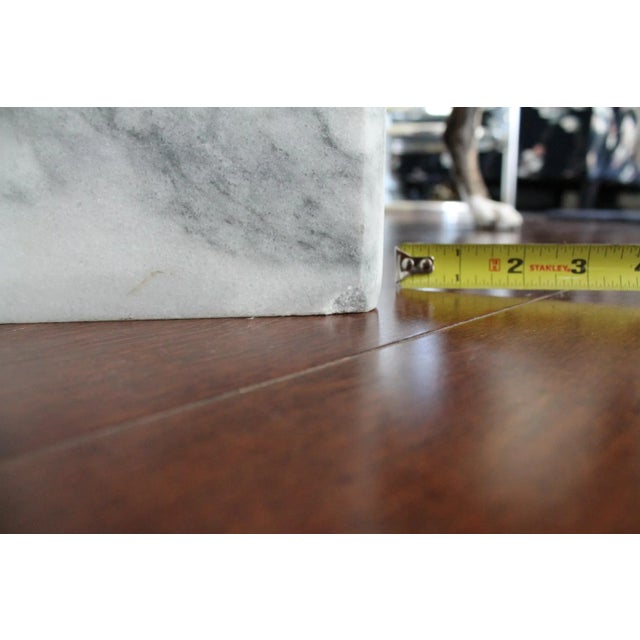 1970's White Carrara Marble Coffee Table With Smoke Glass Top For Sale - Image 10 of 12