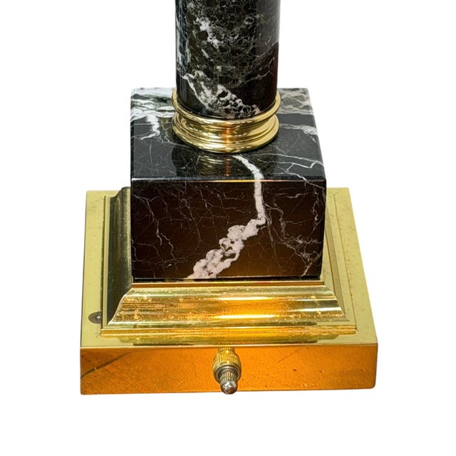 Stone Vintage Brass and Marble Counter-Balance Desk Lamp For Sale - Image 7 of 13