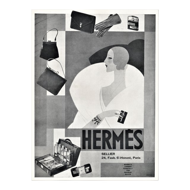 Rare! 1927 French Art Deco Hermes Advertisement Print-Luxury Women's Fashion For Sale