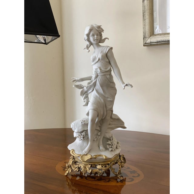 Vintage Italian Biscuit Porcelain & Bronze Figurine by Barbella For Sale - Image 9 of 18