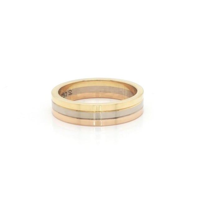 Mid 20th Century Mid 20th Century Cartier Vendome Louis 18k Tri Color Gold 4.8mm Band Ring w/Cert Size 56 US 7.5 For Sale - Image 5 of 7