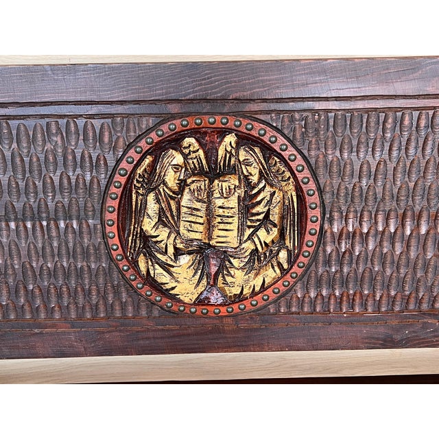 20th Century Spanish Renaissance Carved Walnut Bench Banquette "Escaño" For Sale - Image 13 of 18