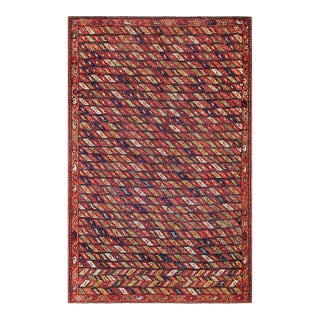 1930s Red Geometric Antique n.w. Persian Rug 3'4" X 5'7" Handknotted Wool Carpet For Sale