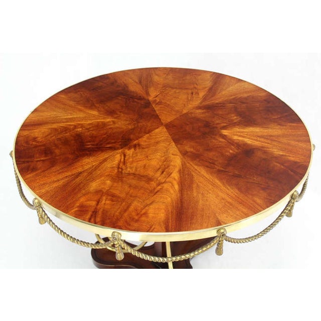 1950s Bronze Ormolu Rope Tassels Neoclassical Gueridon Center Cafe Game Lamp Table For Sale - Image 5 of 8