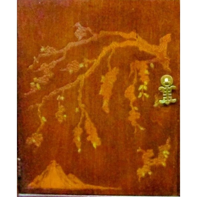 1960s Vintage Broyhill Walnut Parquetry Asian Console Cabinet 3230-19 For Sale - Image 9 of 12