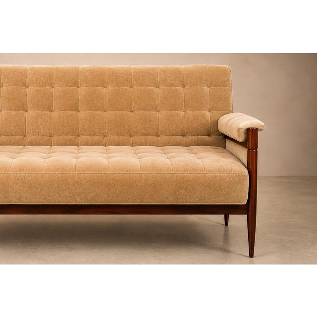 Sofa in Brazilian Rosewood and Camel Mohair by Móveis Provenzal, Brazil, 1960s For Sale In New York - Image 6 of 17