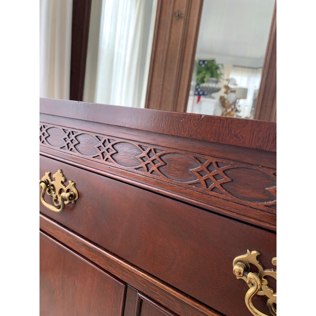 Wood Vintage Baker Furniture Mahogany Chippendale Nightstands or Side Tables a Pair For Sale - Image 7 of 18