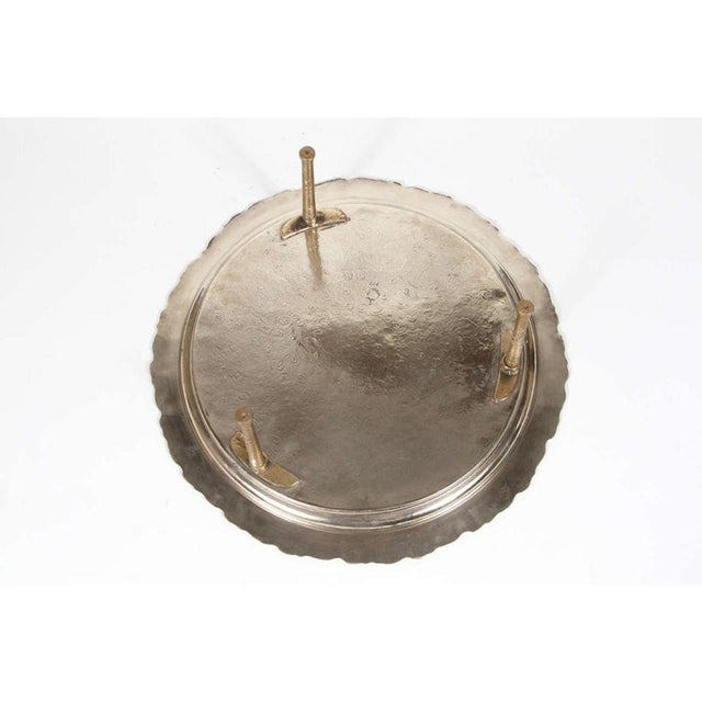 Victorian Antique Moroccan Silver-Plated Tea Tray Table on Removable Legs Fez, Circa 1920 For Sale - Image 3 of 10