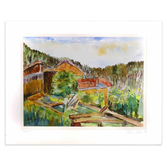 Armin Guther, Landscape, Watercolor, 1992 For Sale