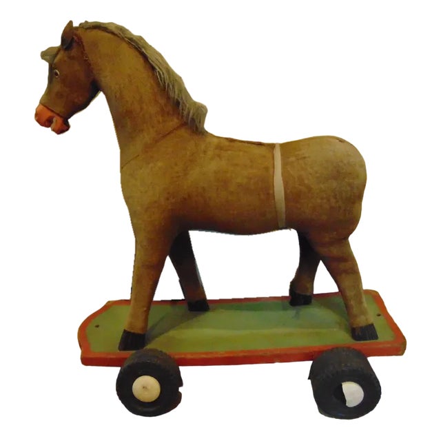 Art Deco Wooden Horse on Wheels, 1920s For Sale