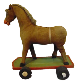 Art Deco Wooden Horse on Wheels, 1920s