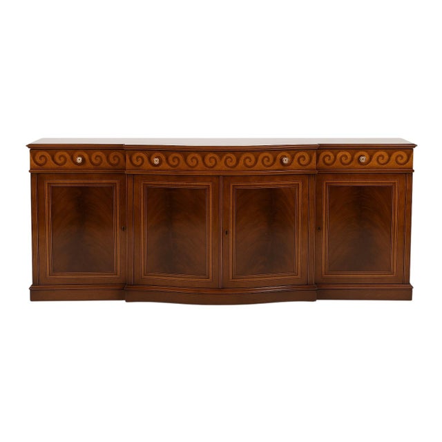 Neoclassical David Michael Italian Neo-Classical Style Mahogany Credenza Breakfront W/ Rosewood Marquetry For Sale - Image 3 of 7