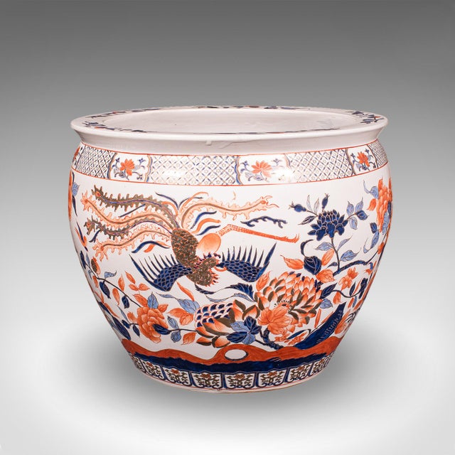Vintage Fish Bowl Jardiniere Pot, Oriental Ceramic, Decorative Planter, Art Deco For Sale - Image 4 of 12