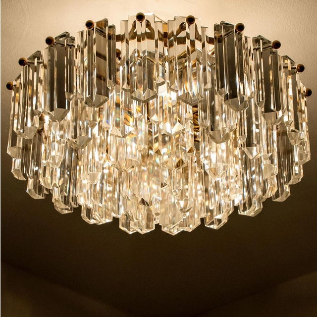 Flush Mounts in Gilt Brass Glass attributed to J. T. Kalmar for Kalmar, Austria, 1970s For Sale - Image 14 of 16