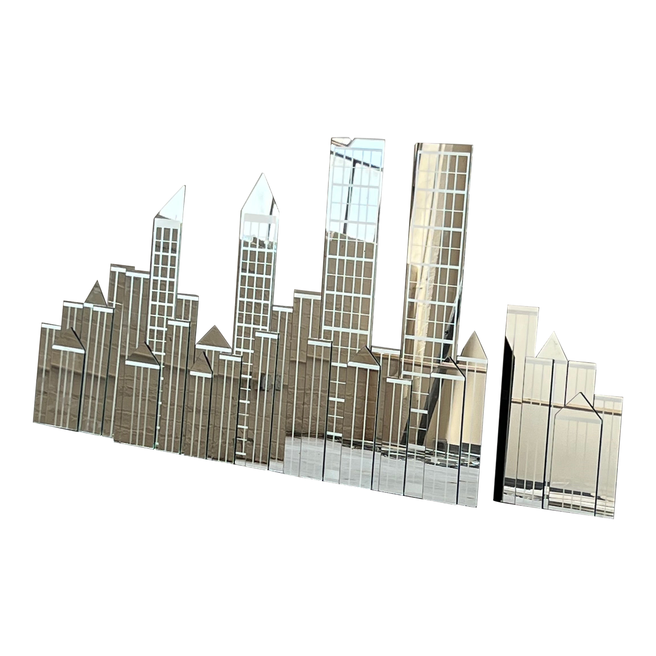 Vintage 1980s New York City Skyline Mirror Panel | Chairish