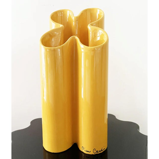 1970s Vintage Yellow Four-Leaf Clover Vase by Pierre Cardin, 1970s For Sale - Image 5 of 7