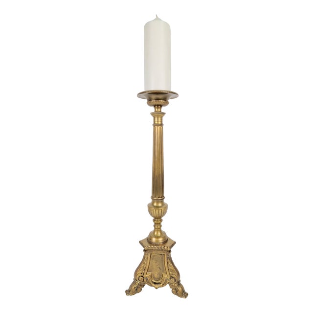 Large 19th Century Copper Church Candle Holder, France For Sale