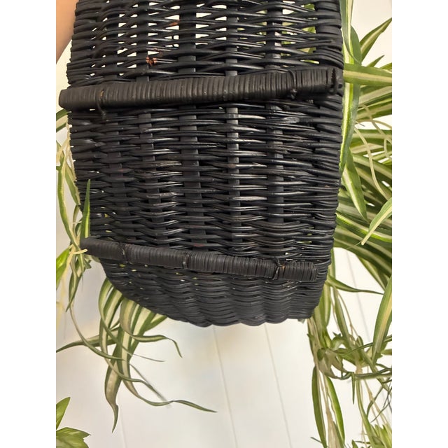 1970s Hanging Swag Silk Fern in Black Basket For Sale - Image 10 of 10