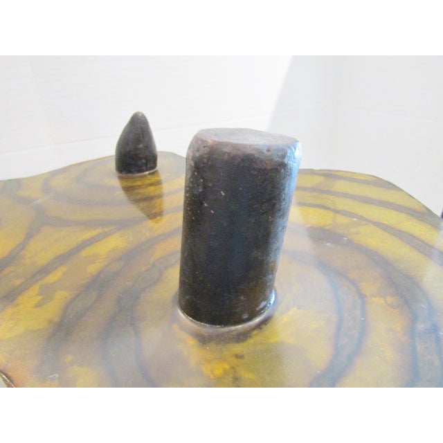 1960s Rare Signed Slack Brutalist Nautical Themed Tripod Iron Table Circa 1960's For Sale - Image 5 of 12