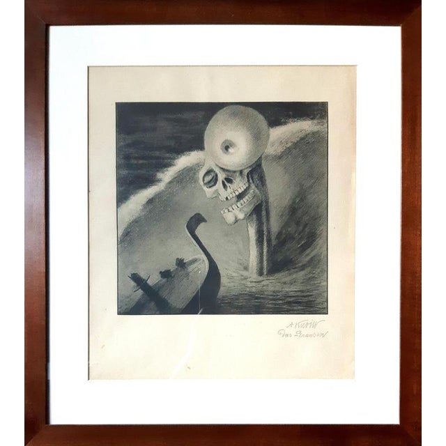 Das Grausen is a lithograph realized after a work by Alfred Kubin in 1903, Hand-signed and titled, plate from...