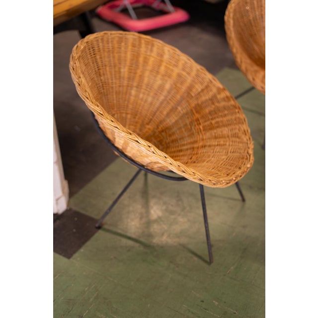 Rattan Salon Table and Chairs by Raoul Guys, 1950, Set of 4 For Sale - Image 6 of 12