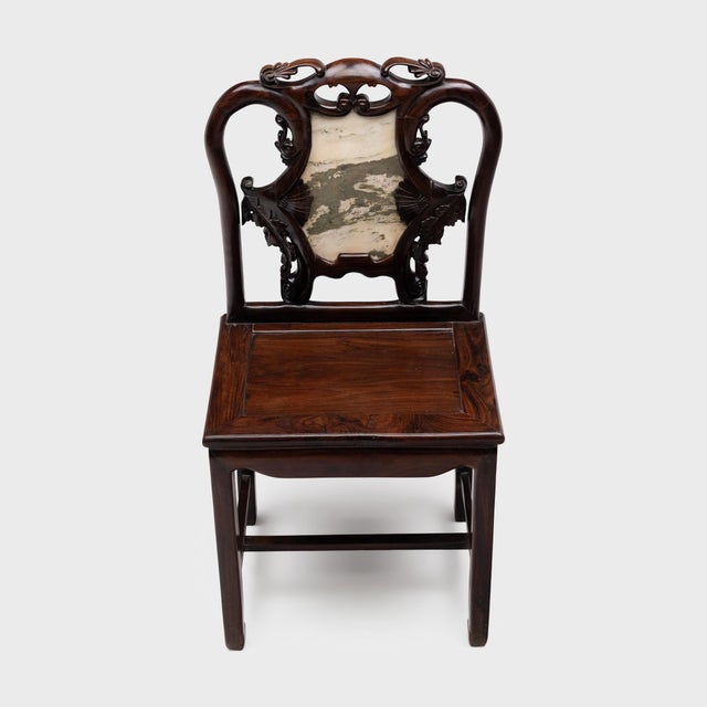 1930s Shanghai Deco Marble Back Chair, C. 1930 For Sale - Image 5 of 8