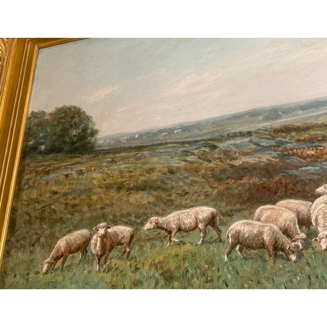 G. A. Hays American Sheep Pasture Landscape Oil Painting, Circa 1900. For Sale - Image 10 of 13