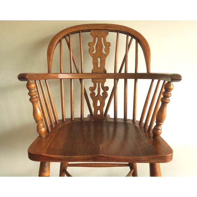 Mid-Century Modern Lyre Back Windsor Elbow Armchair in Oak, 1960s For Sale - Image 3 of 13