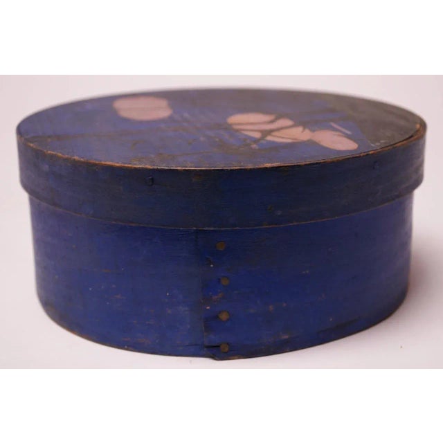 American Early 20th Century Americana Pantry Box in Indigo With Tree Motif For Sale - Image 3 of 13