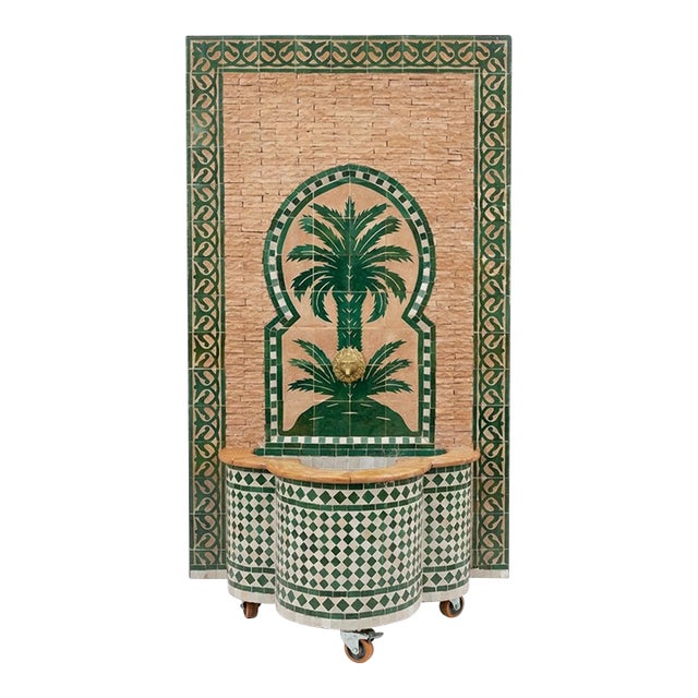 Vintage Handcrafted Marrakech Zellij Tile Wall Fountain For Sale
