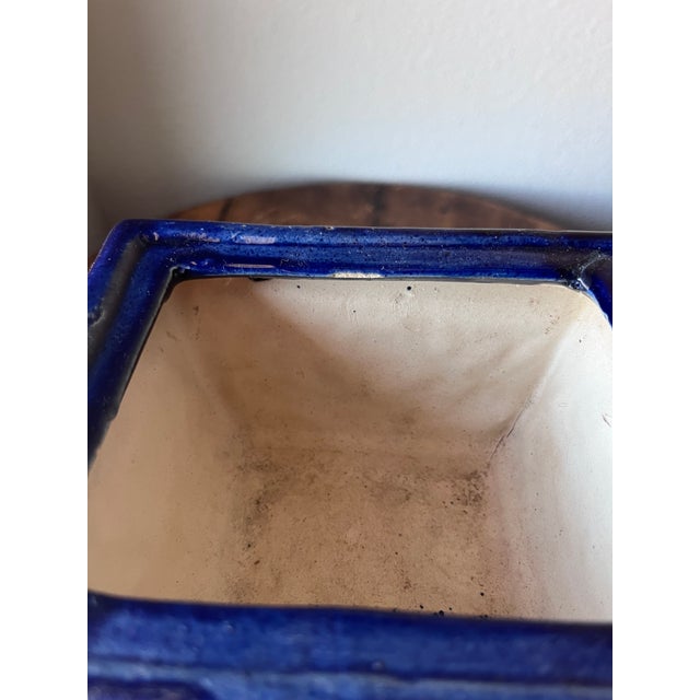 Ceramic Vintage Elephant Indoor/Outdoor Cobalt Blue Planter 10” Tall For Sale - Image 7 of 9