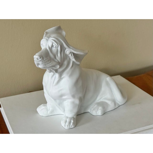 Contemporary 2000s Bassett Hound Dog Figure in Matte White For Sale - Image 3 of 9