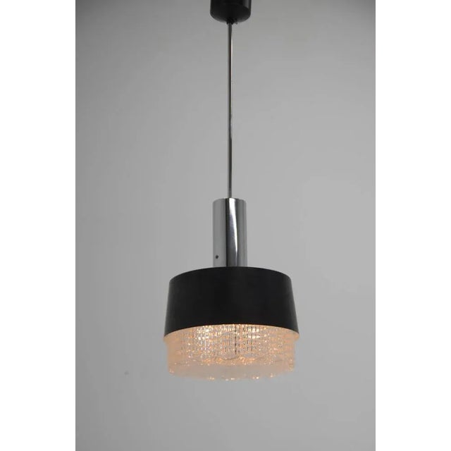 Mid-century glass and black metal. Good original condition. Marked by Napako. Rewired: 1x60W, E25-E27bulb US wiring...