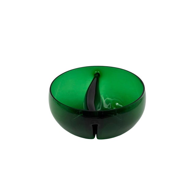 Mid-Century Green Glass Bowl / Centerpiece, Italy 1960s For Sale - Image 10 of 13